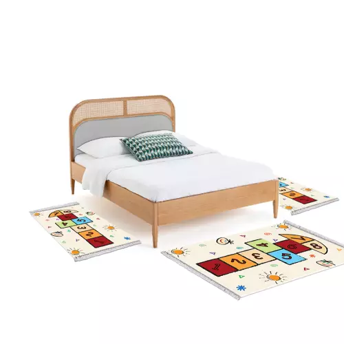 Descente de lit enfants 80x120 coton antidérapant rectangulaire 3 pièces (QR)