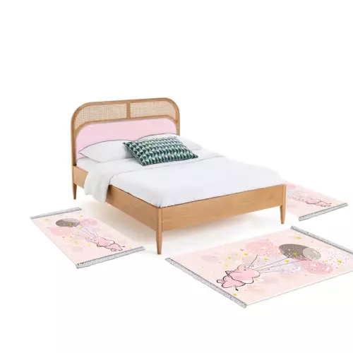 Descente de lit enfants 80x120 coton antidérapant rectangulaire 3 pièces (QR)