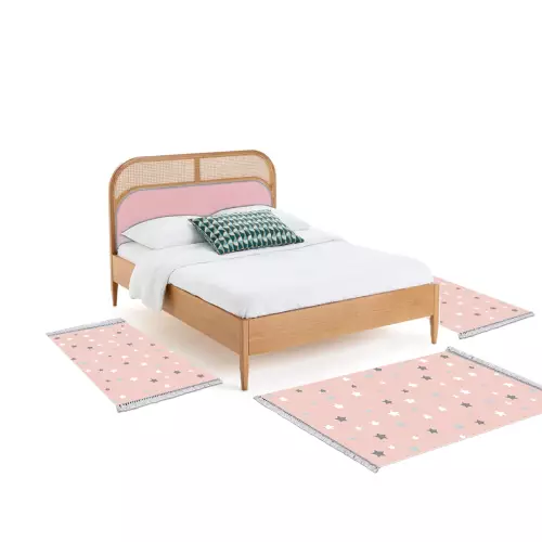 Descente de lit enfants 80x120 coton antidérapant rectangulaire 3 pièces (QR)