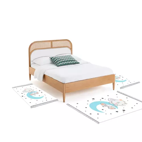 Descente de lit enfants 80x120 coton antidérapant rectangulaire 3 pièces (QR)