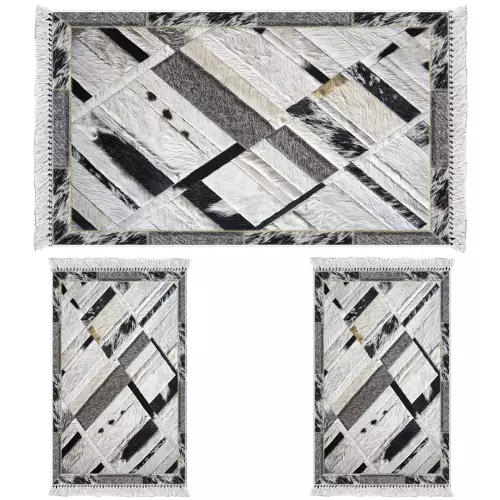 Descente de lit 160X210 coton antidérapant rectangulaire 3 pièces 