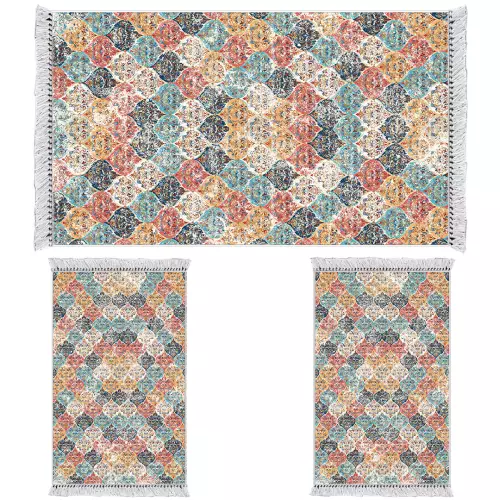 Descente de lit 160X210 coton antidérapant rectangulaire 3 pièces 
