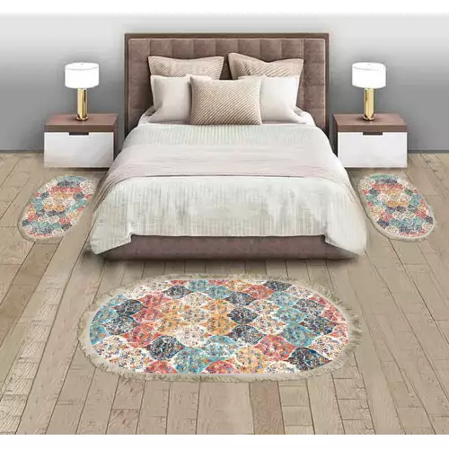 Descente de lit 80x120 Coton Ovale 3 pièces  (QR)