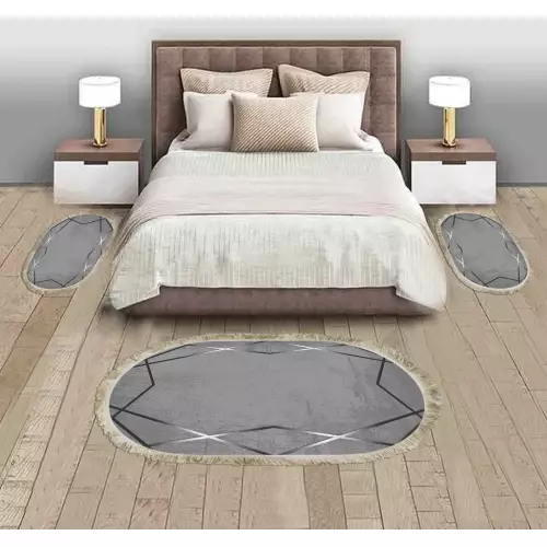 Descente de lit 80x120 Coton Ovale 3 pièces (DE-BL)