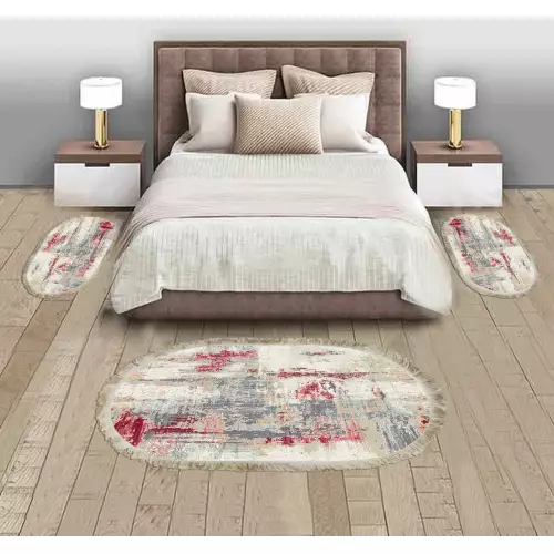 Descente de lit 80x120 Coton Ovale 3 pièces (DE-BL)