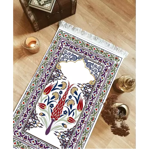 Tapis de prière 70x130 coton antidérapant 