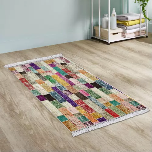 Tapis de couloir 80x150 Coton Antidérapant Rectangulaire  (QR)