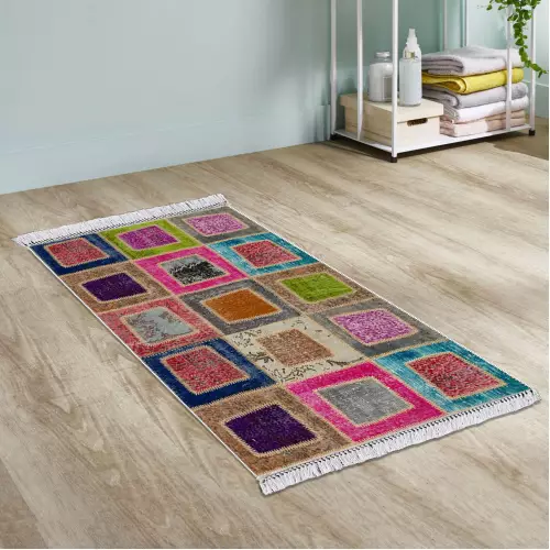 Tapis de couloir 80x150 Coton Antidérapant Rectangulaire (QR)