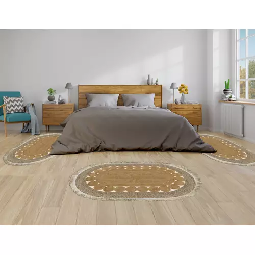 Descente de lit Cuir 80x120  Oval 3 pièces (QR)