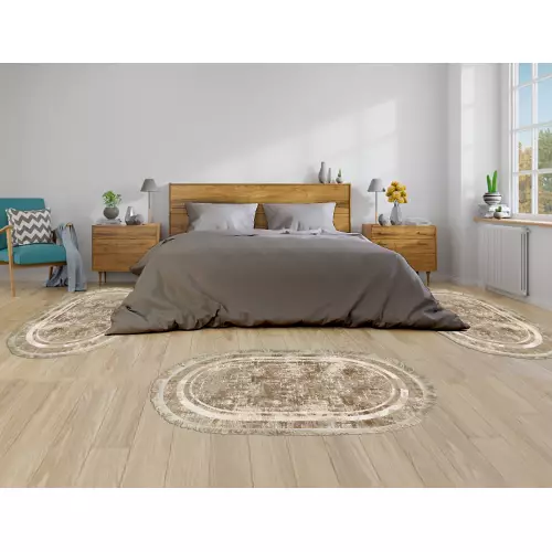 Descente de lit Cuir 80x120  Oval 3 pièces