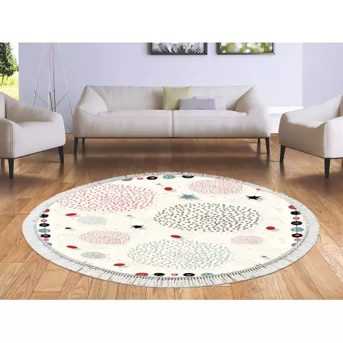 Tapis Rond 160x160 coton antidérapant 