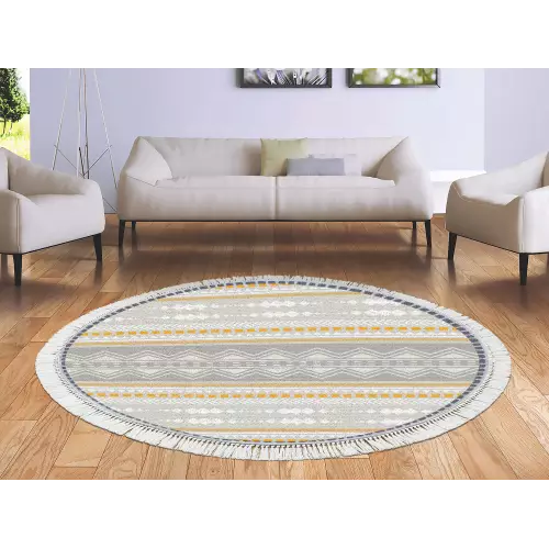 Tapis Rond 160x160 coton antidérapant