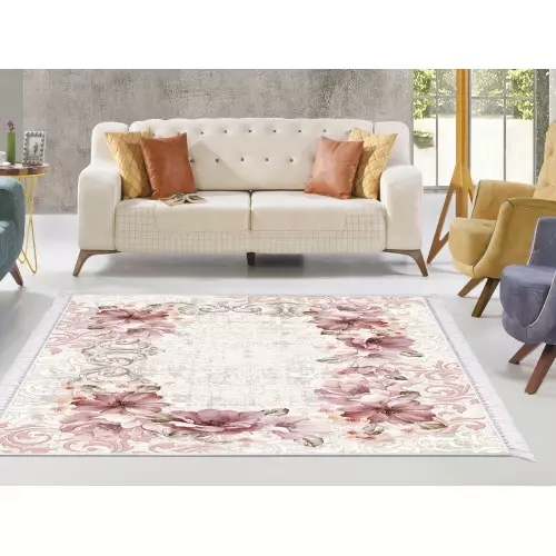 Tapis de salon 160x210 coton antidérapant rectangulaire 
