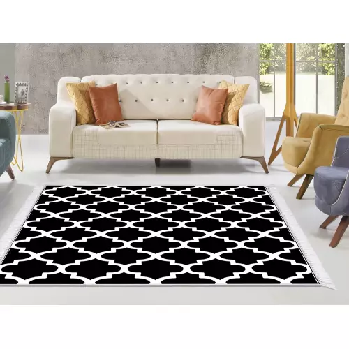 Tapis de salon 160x210 coton antidérapant rectangulaire 