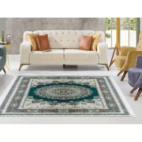 Tapis de salon 160x210 coton antidérapant rectangulaire  (QR)