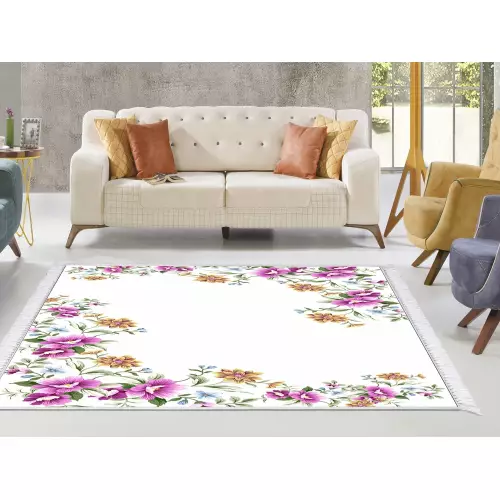Tapis de salon 160x210 coton antidérapant rectangulaire (QR)