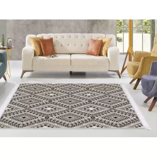 Tapis de salon 160x210 coton antidérapant rectangulaire 