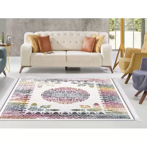 Tapis de salon 160x210 coton antidérapant rectangulaire (QR)