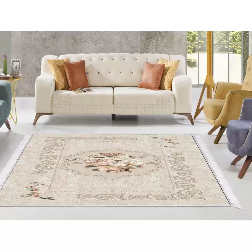 Tapis de salon 160x210 coton antidérapant rectangulaire