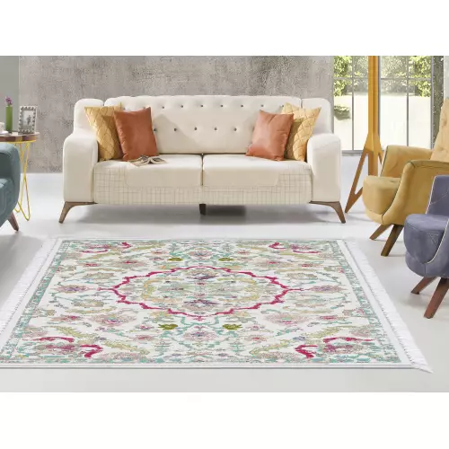 Tapis de salon 160x210 coton antidérapant rectangulaire (QR)