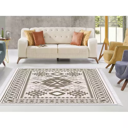 Tapis de salon 160x210 coton antidérapant rectangulaire (QR)