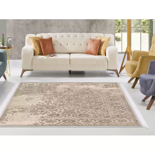 Tapis de salon 160x210 coton antidérapant rectangulaire 