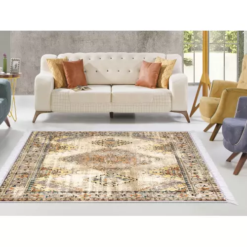 Tapis de salon 160x210 coton antidérapant rectangulaire 