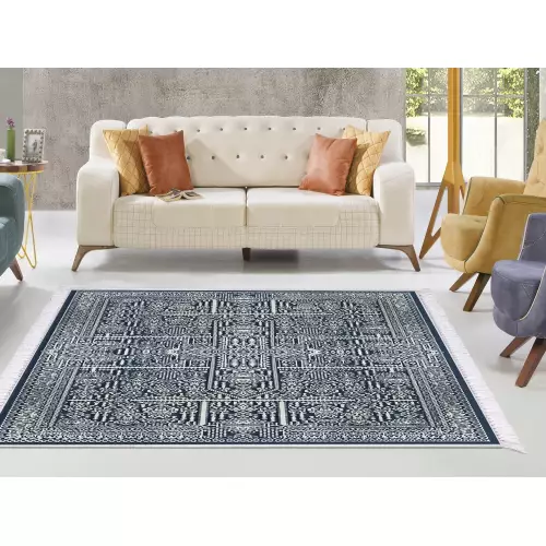 Tapis de salon 160x210 coton antidérapant rectangulaire 