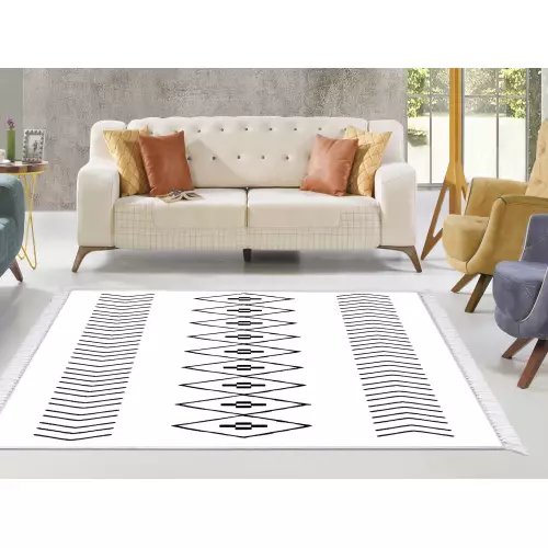 Tapis de salon 160x210 coton antidérapant rectangulaire (QR)