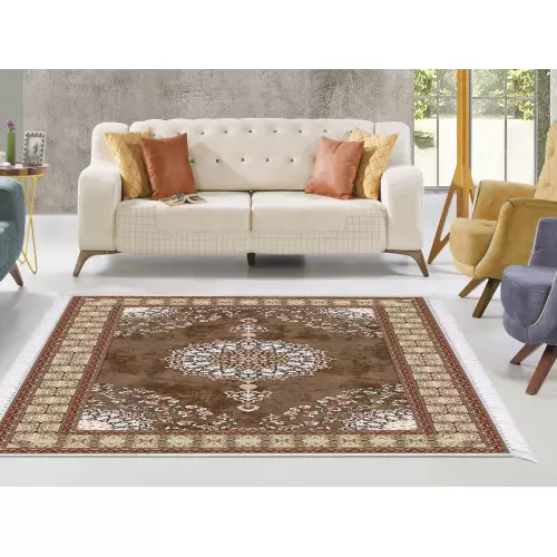 Tapis de salon 160x210 coton antidérapant rectangulaire 