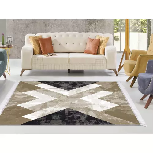 Tapis de salon 160x210 coton antidérapant rectangulaire 