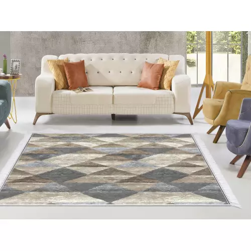 Tapis de salon 160x210 coton antidérapant rectangulaire (QR)