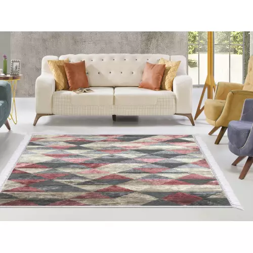 Tapis de salon 160x210 coton antidérapant rectangulaire (QR)