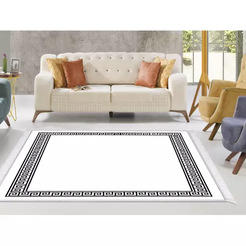 Tapis de salon 160x210 coton antidérapant rectangulaire 
