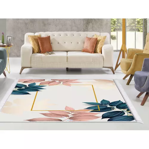 Tapis de salon 160x210 coton antidérapant rectangulaire (QR)