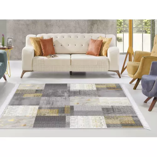 Tapis de salon 160x210 coton antidérapant rectangulaire (QR)